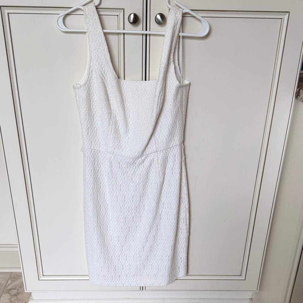 Trina Turk White Textured Sleeveless Mini Dress
